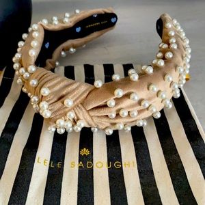 LeLe Sadoughi Desert tan velvet headband